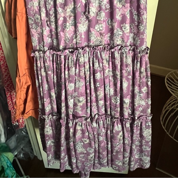 ALEXIS short puff sleeve Lavendar floral print maxi dress sz small - Picture 7 of 10